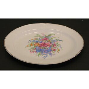 Stetson China Co Chicago Floral Shallow Serving Bowl Platter 11.25" USA VTG MCM